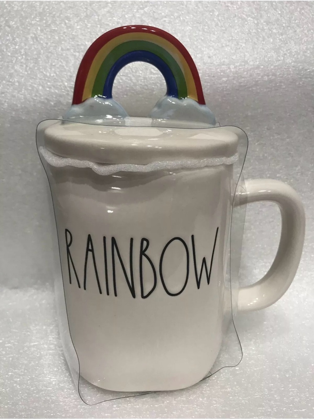 Rae Dunn rainbow White Ceramic mug